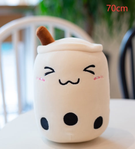 Boba Tea Plush Toy - Cute Strawberry Milk Tea Stuffed Animal Pillow Cushion for Kids - DropOnline.co