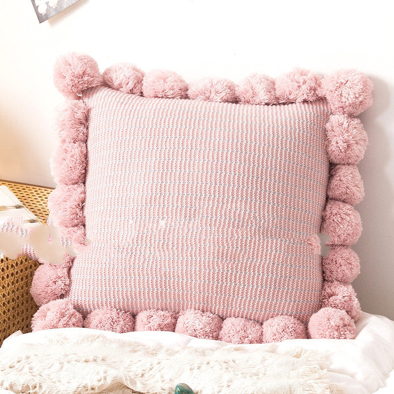 Throw Pillow Bed Sofa Cushion Waist Knitted Pillowcase - DropOnline.co