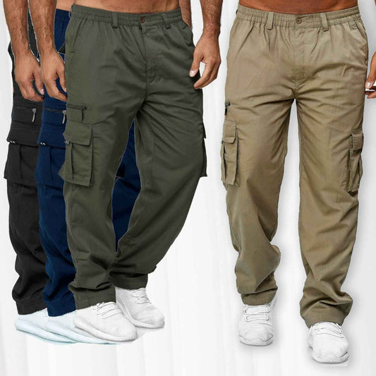 Men's Casual Multi-Pocket Cargo Pants - Loose Straight Fit Trousers