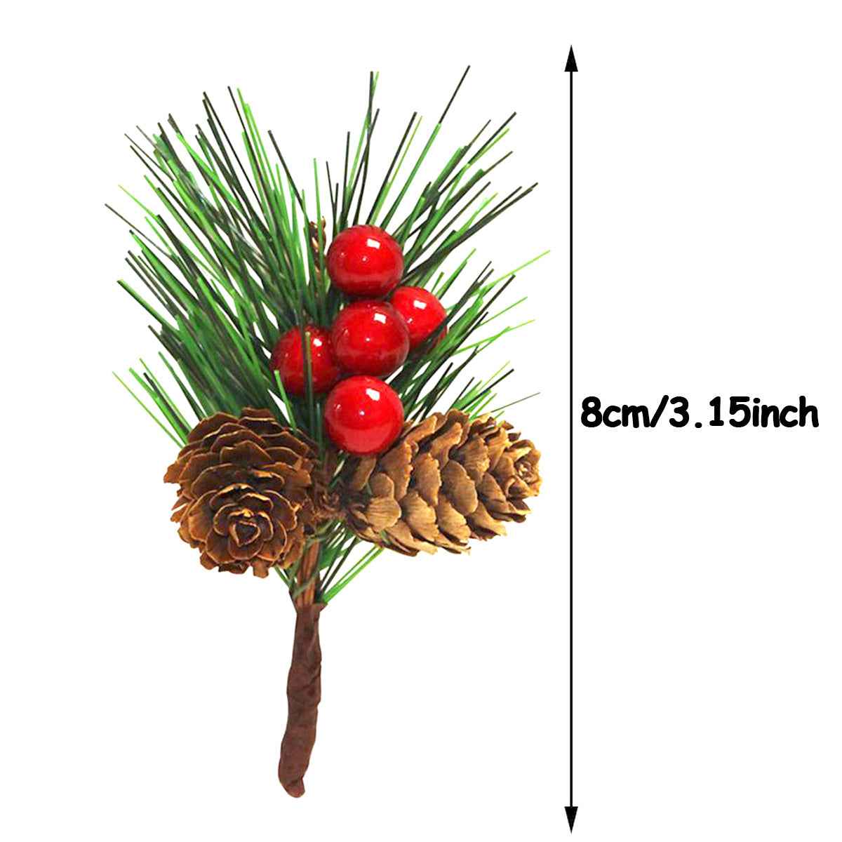 10Pcs Christmas Artificial Pine Picks - Pine Needle Berries Pinecones for DIY Crafts - DropOnline.co