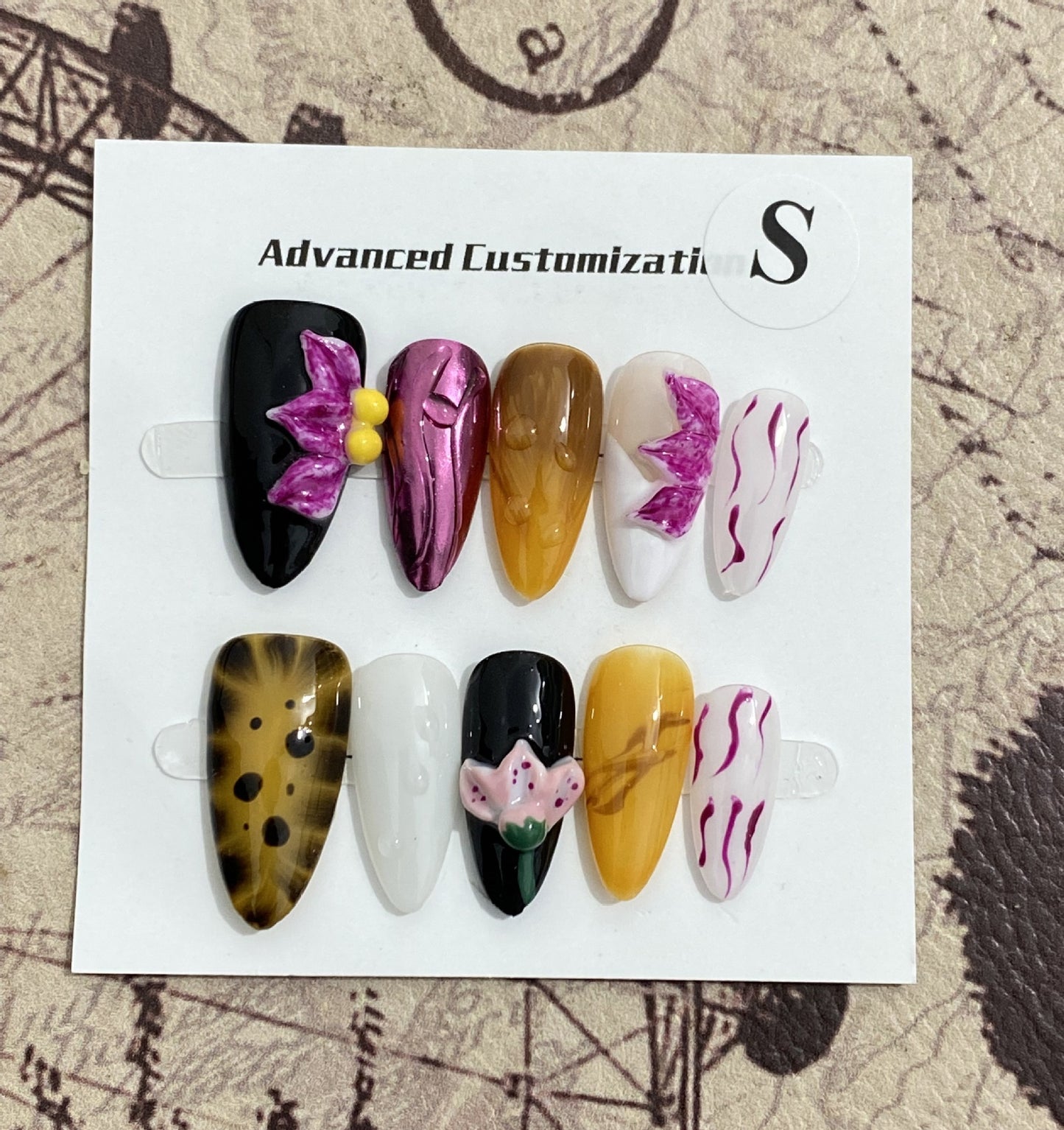 Three-dimensional Carved White High-grade Mid-length Manicure Wear Nail - DropOnline.co