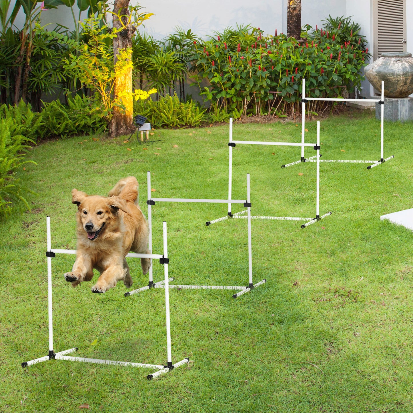 4-piece Dog Agility Training Equipment With Height-adjustable Jumping Poles - DropOnline.co