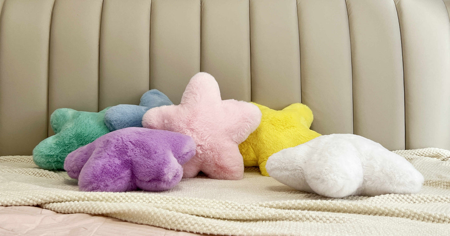 Star Pillow, Decorative Throw Pillows For Bed Couch, 15in Star Shaped Pillow Plush Floor Cushions Room Decor Pillow With Soft Faux Rabbit Fur For Sofa Bedroom Living Room - DropOnline.co