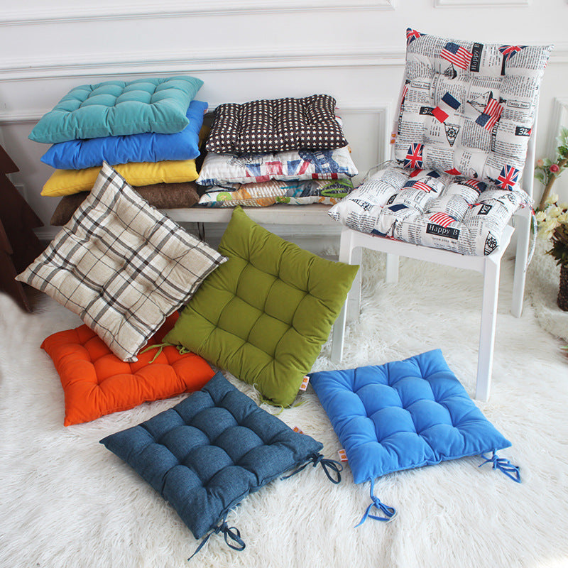 Simple Solid Color Linen Dining Chair Cushion - DropOnline.co