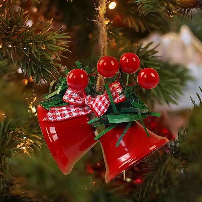 Christmas Double Bell Pendant - Hemp Rope Bow Jingling Decoration (4 Colors) - DropOnline.co