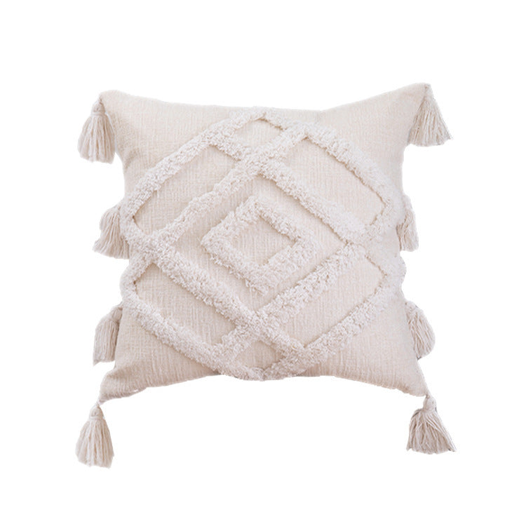 Tufted Cotton And Linen Blended Cushion And Pillowcase - DropOnline.co