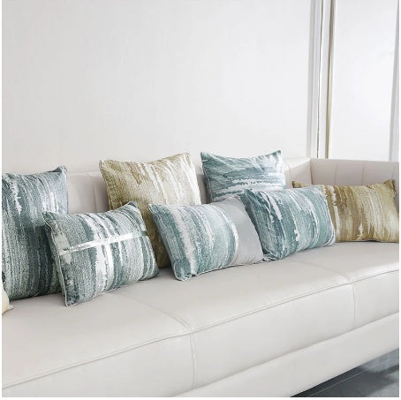 Light Luxury Sofa Cushion Living Room Nordic Velvet Printing Pillow Simple Modern Model Room Pillow Pillowcase - DropOnline.co