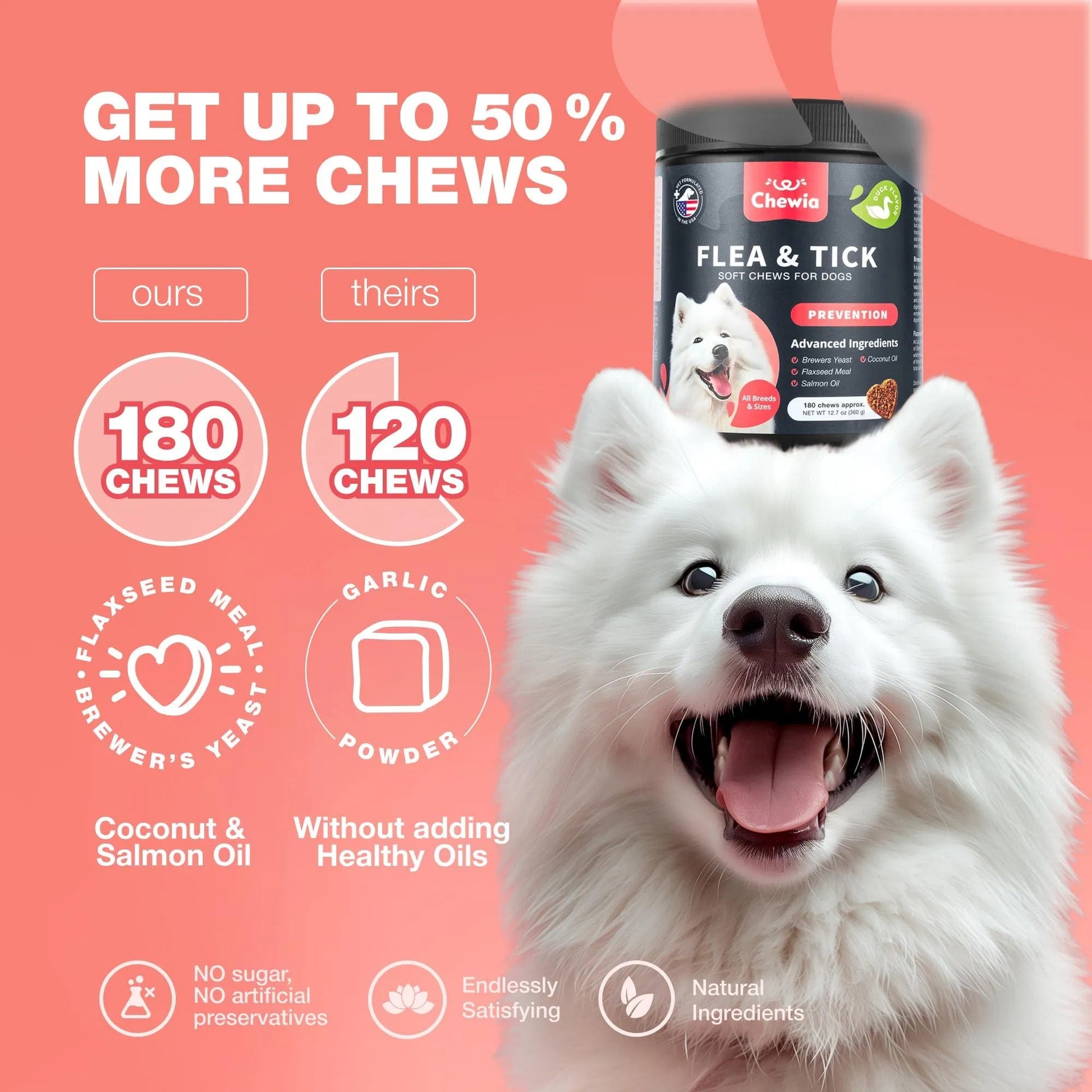 Dog Flea And Tick Treatment Chews FleaTick Prevention For Dogs Chewables Natural Dog Flea & Tick Control Soft Treats Immune Support Supplement - DropOnline.co