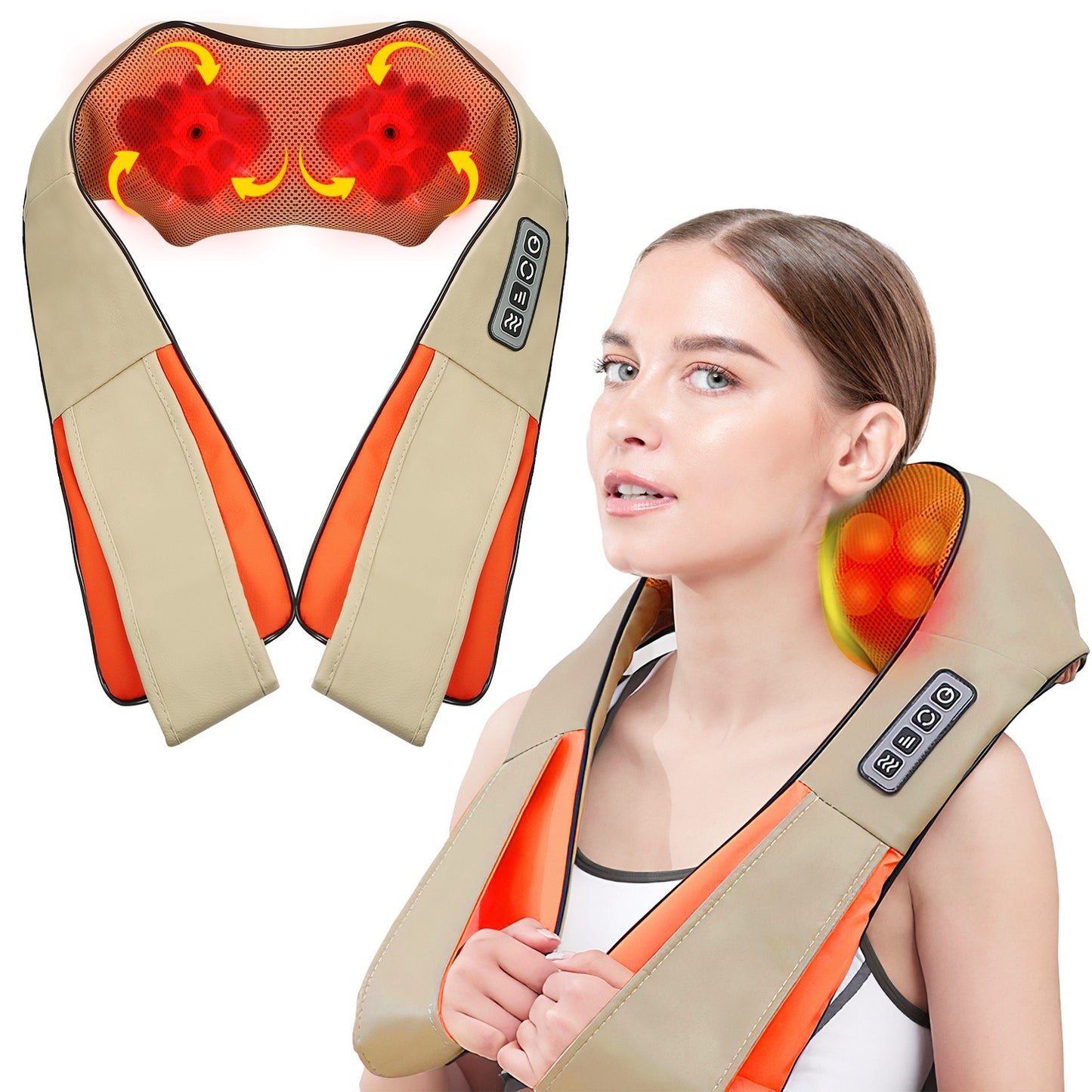 1Pc Neck Shoulder Massager Electric Back Massage Cape With Heat Deep Tissue 3D Kneading Massage Neck Waist Shiatsu Massager Pillow For Muscles Pain Relief Relax In Car Office And Home - DropOnline.co