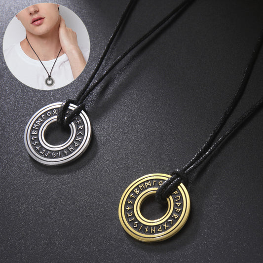 Vintage Nordic Rune Necklaces For Men Stainless Steel Norse Runes Viking Jewerly Pagan Elder Futhark Pendant Amulet Fashion Jewelry - DropOnline.co