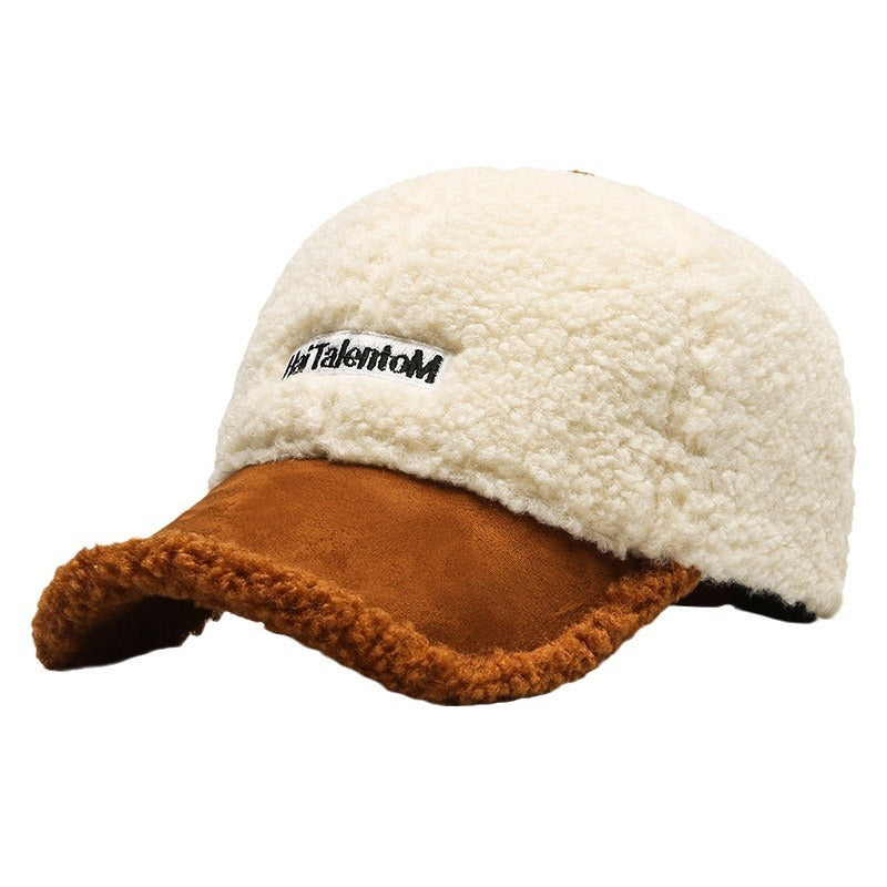 Autumn Winter Color Matching Fashion All-Match Plush Warm Peaked Cap - DropOnline.co