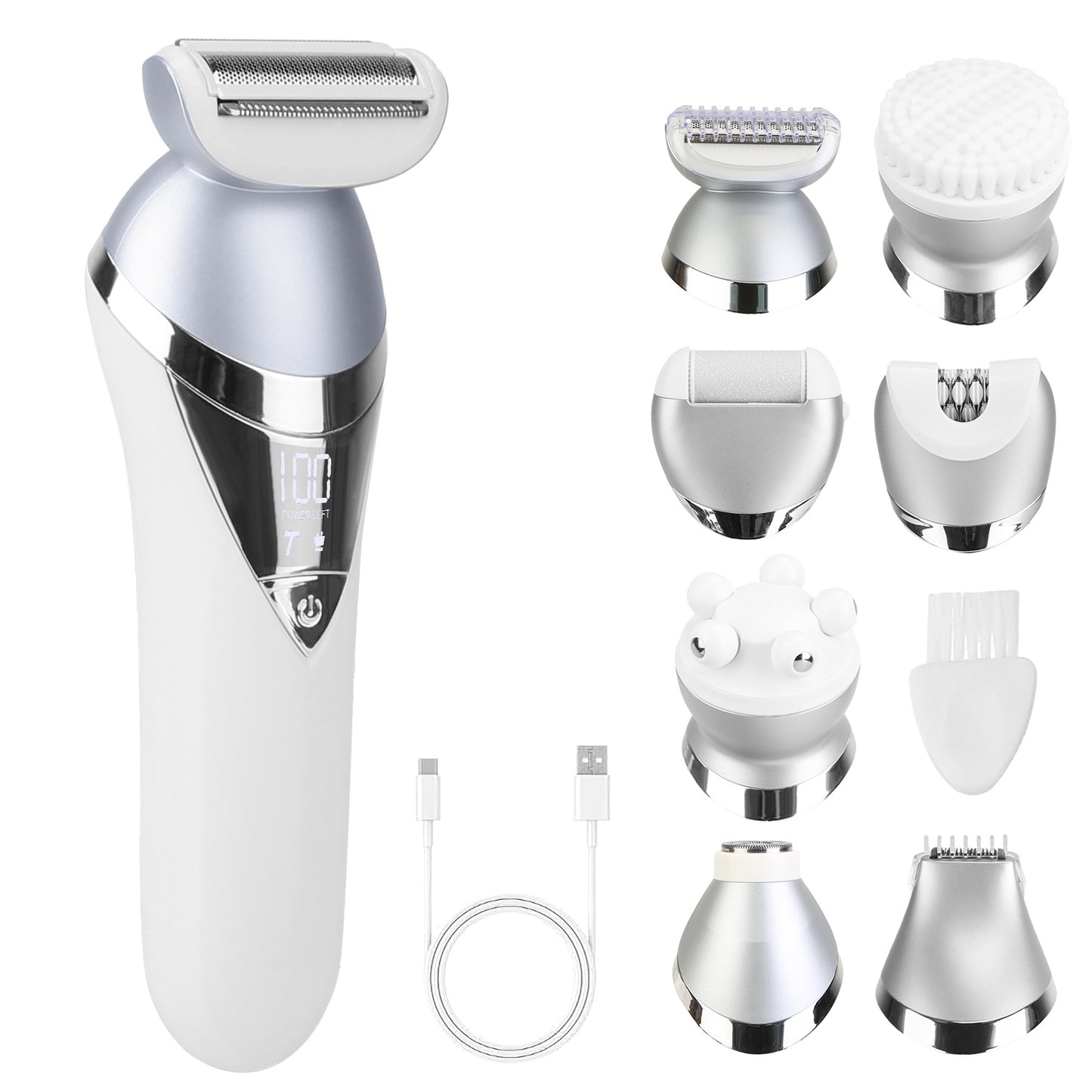 7 In 1 Electric Razor For Women Lady Hair Removal Epilators For Leg Face Arm Bikini Armpit Public Hairs IPX6 Wet And Dry Use Cordless Rechargeable Whole Body Trimmer And Shaver Kit - DropOnline.co
