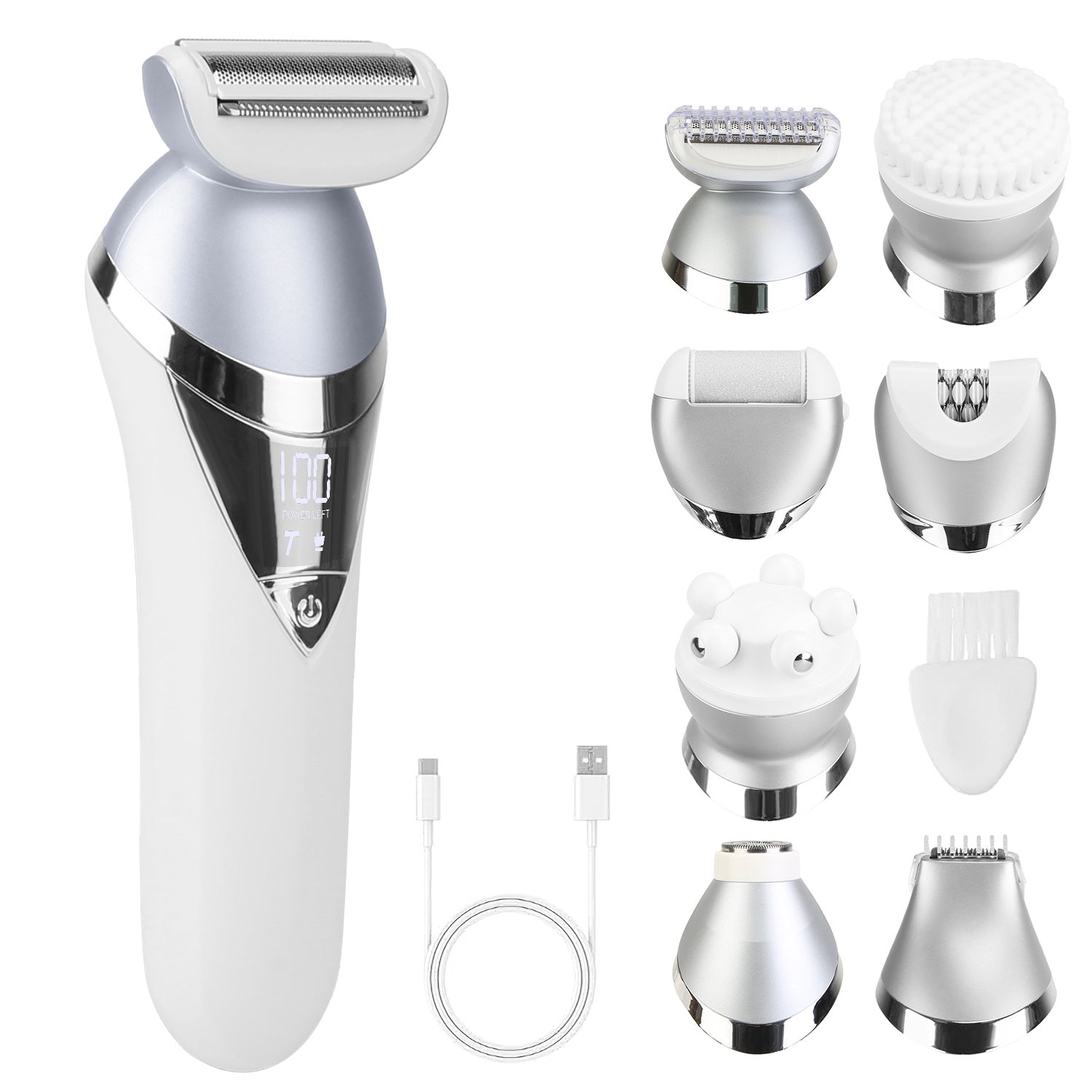7 In 1 Electric Razor For Women Lady Hair Removal Epilators For Leg Face Arm Bikini Armpit Public Hairs IPX6 Wet And Dry Use Cordless Rechargeable Whole Body Trimmer And Shaver Kit - DropOnline.co