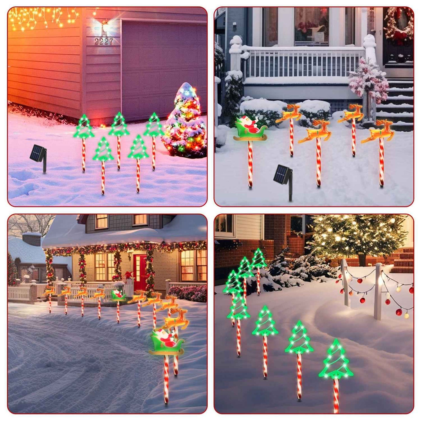 Christmas Outdoor Pathway Lights - 5 Pack LED Stake Lights with 8 Modes IP44 Waterproof - DropOnline.co
