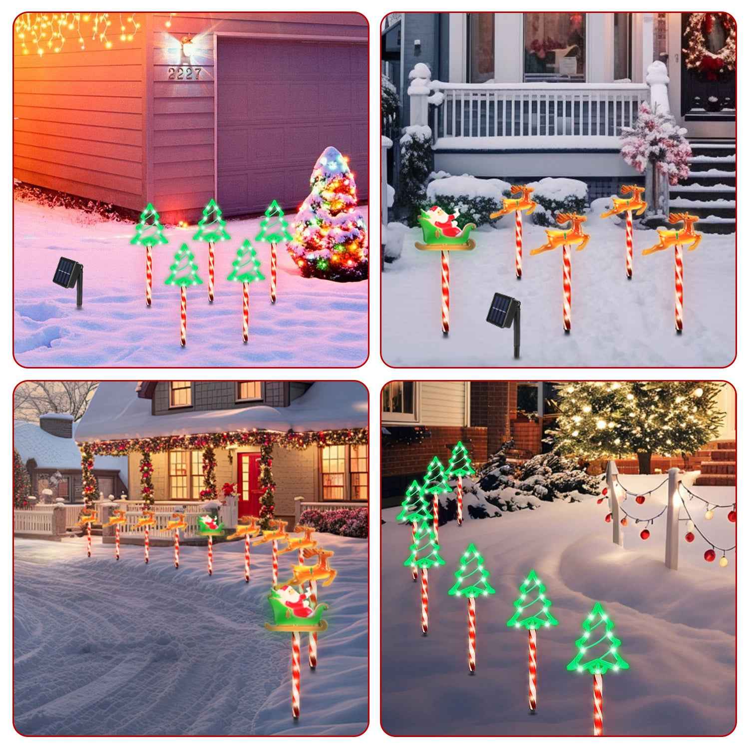 Christmas Outdoor Pathway Lights - 5 Pack LED Stake Lights with 8 Modes IP44 Waterproof - DropOnline.co