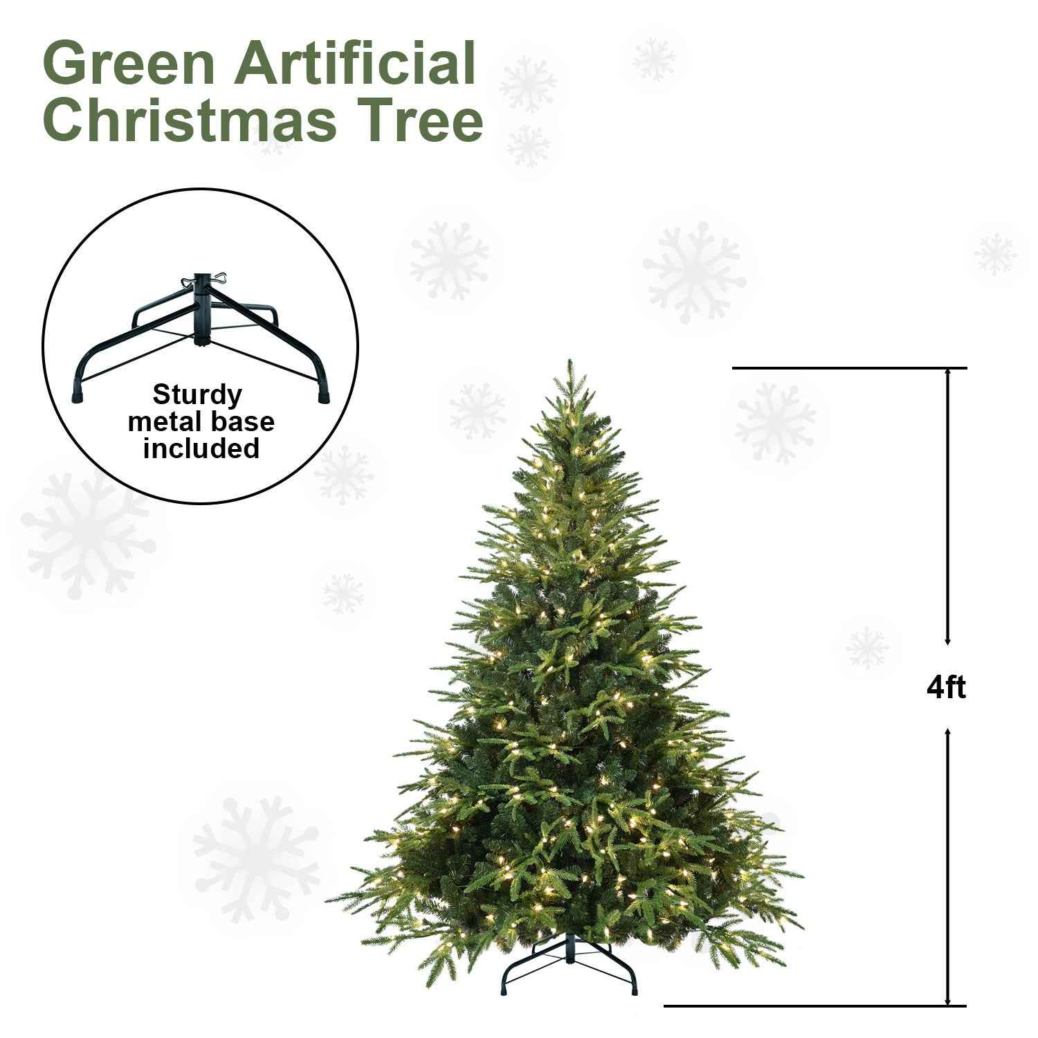 PVC Christmas Tree Green with Lights - Classic Pre-Lit Tree