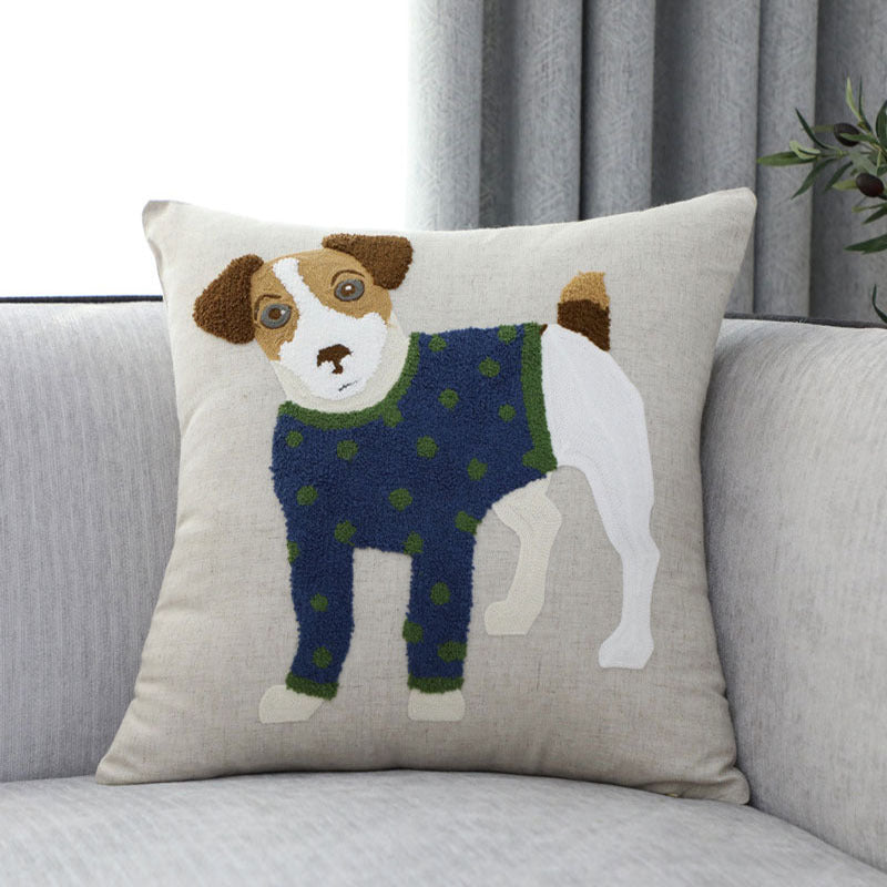 Pillow Embroidered Cushion With Core American Dog - DropOnline.co