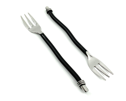 Ensemble de 6 fourchettes à cocktail (manche torsadé noir)