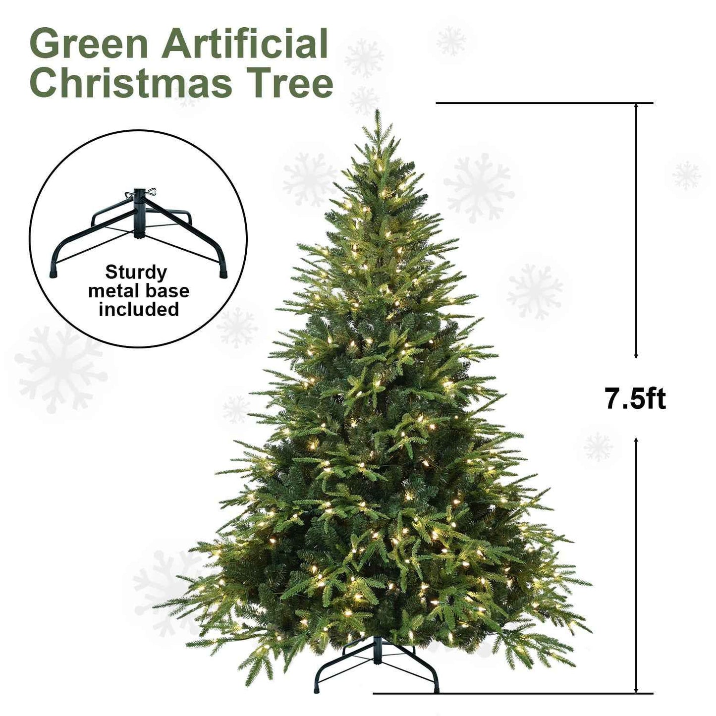 PVC Christmas Tree Green with Lights - Classic Pre-Lit Tree