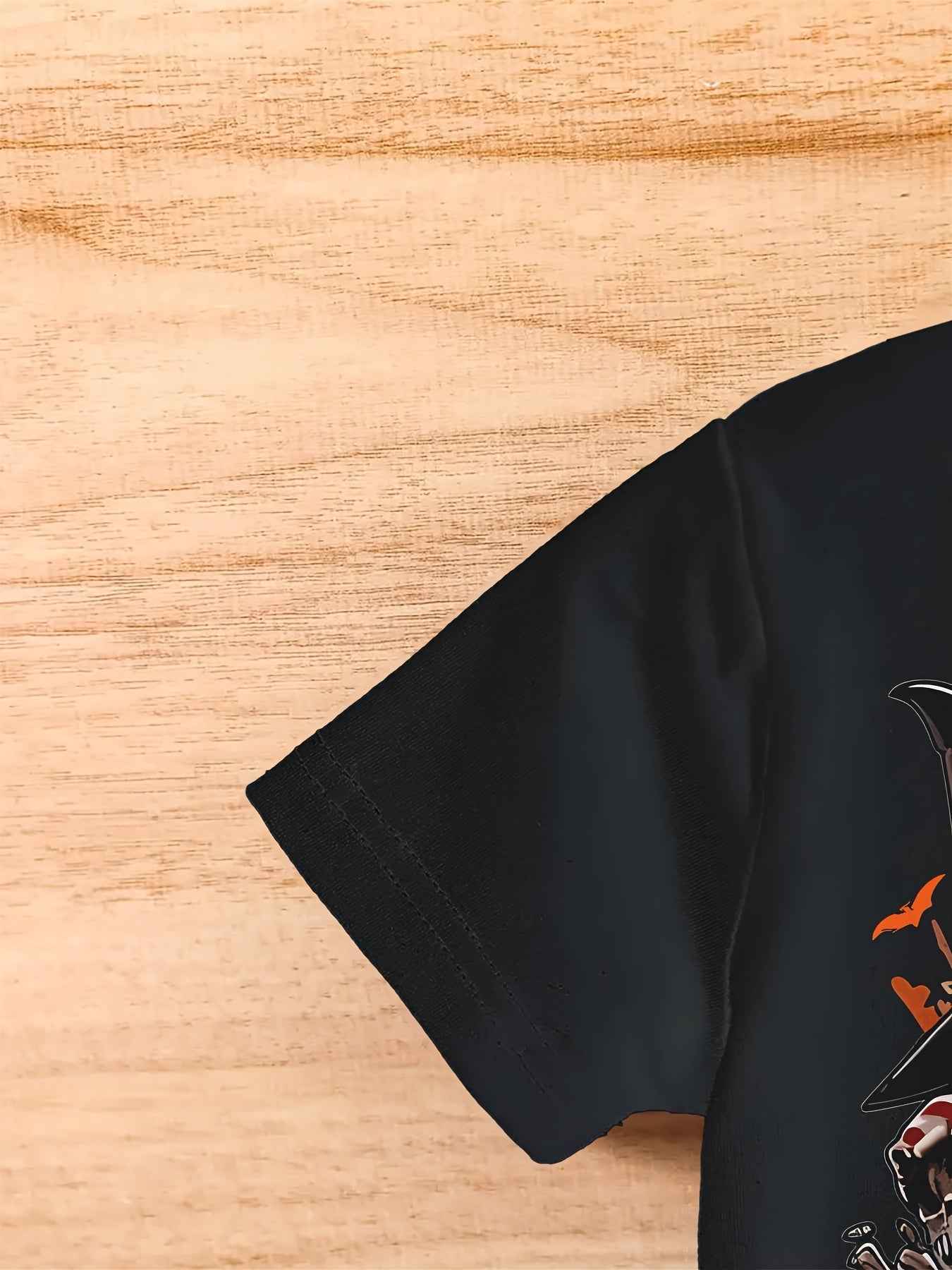 Men's 3D Shark & Halloween Pumpkin T-Shirt - Casual Polyester Graphic Tee