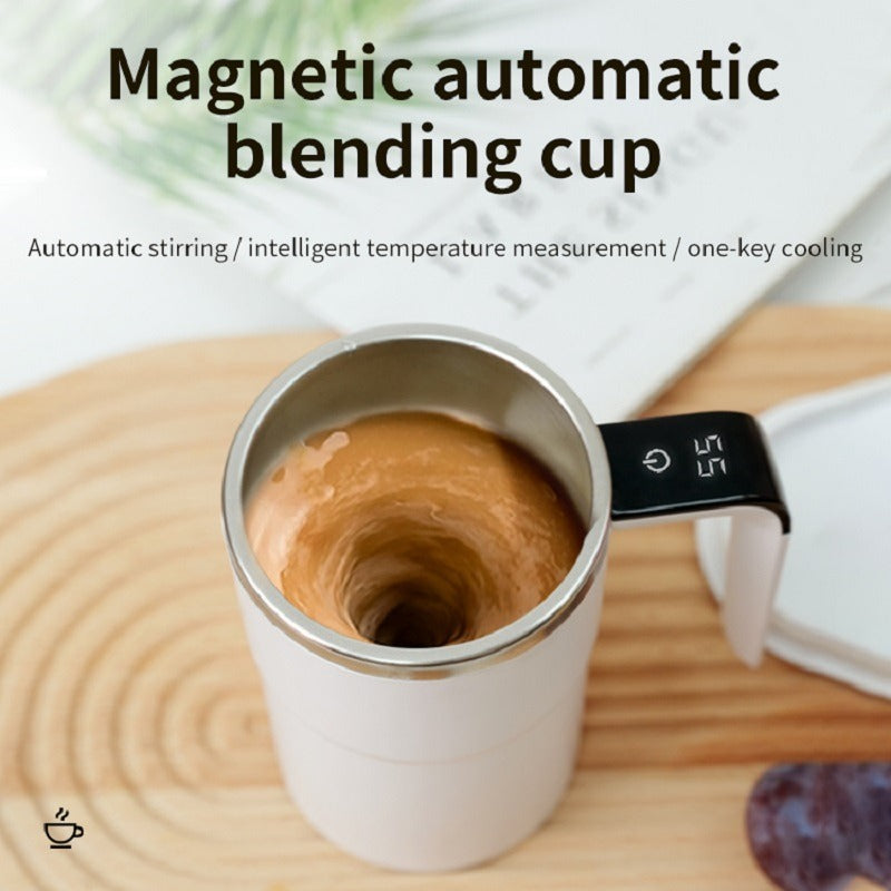 Automatic Coffee Stirring Cup, Stainless Steel Self-stirring Coffee Cup With Lid, Automatic Stirring, LED Intelligent Display Temperature - DropOnline.co