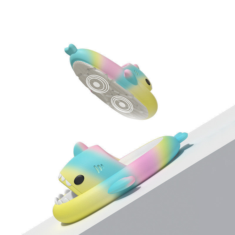 Gradient Rainbow Shark Slippers Women's Summer Indoor - DropOnline.co