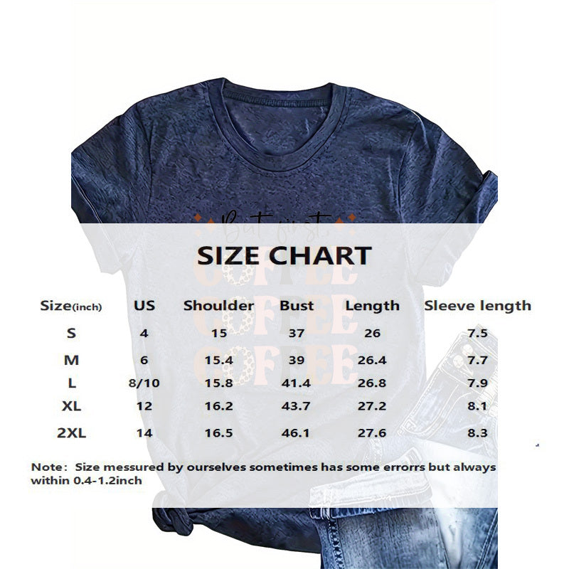 Women's 'COFFEE' Print Round Neck Tee - Summer Casual T-Shirt - DropOnline.co