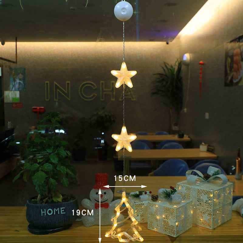 Christmas LED Suction Cup Window Lights 3-Pack - Star Tree Snowflake Hanging Ornaments - DropOnline.co