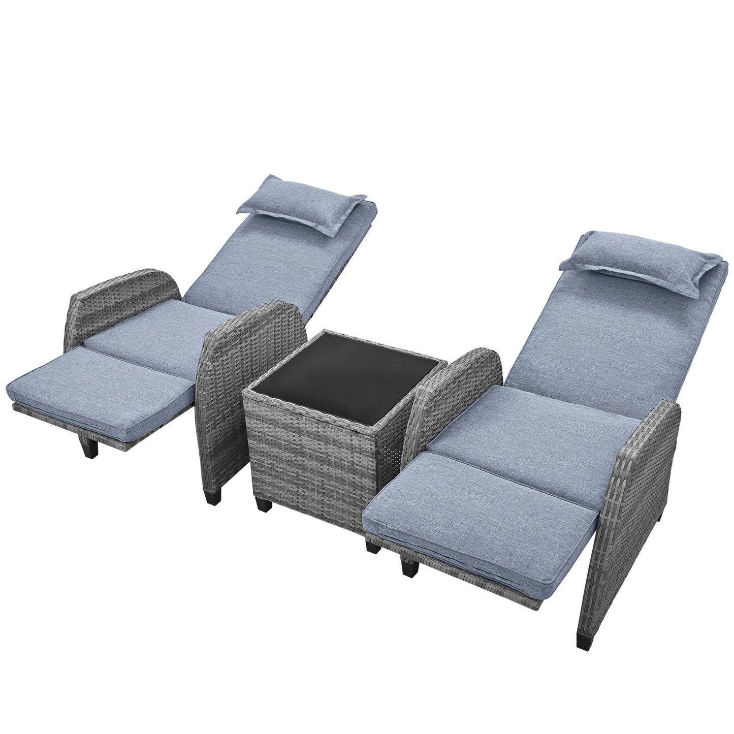 U Style Outdoor Rattan 2-Person Set W  Coffee Table For Courtyard - DropOnline.co