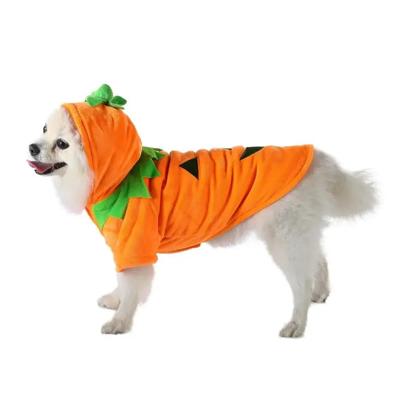 Dog Hoodie Cute Funny Halloween Style Pumpkin Cosplay Costume Warm Puppy Fleece Clothes - DropOnline.co