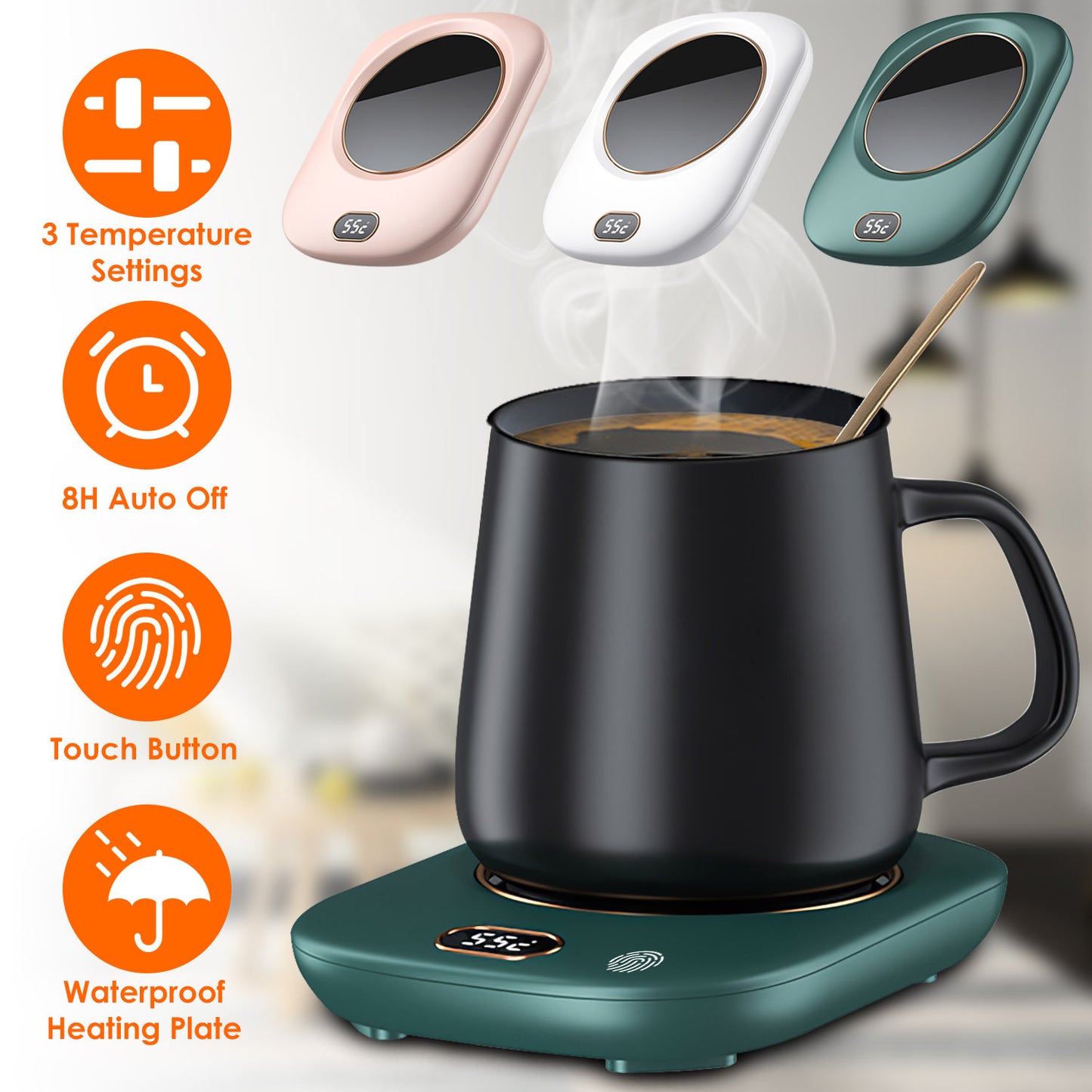 3 Color Options -- 1Pc Electric Coffee Mug Warmer For Desk Auto Shut Off USB Tea Milk Beverage Cup Heater Heating Plate For Office Home 3 Temperature Setting - DropOnline.co