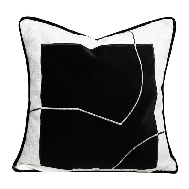 Black And White Pillow Sofa Cushion Cotton Hemp Woven Leather Simple Modern - DropOnline.co