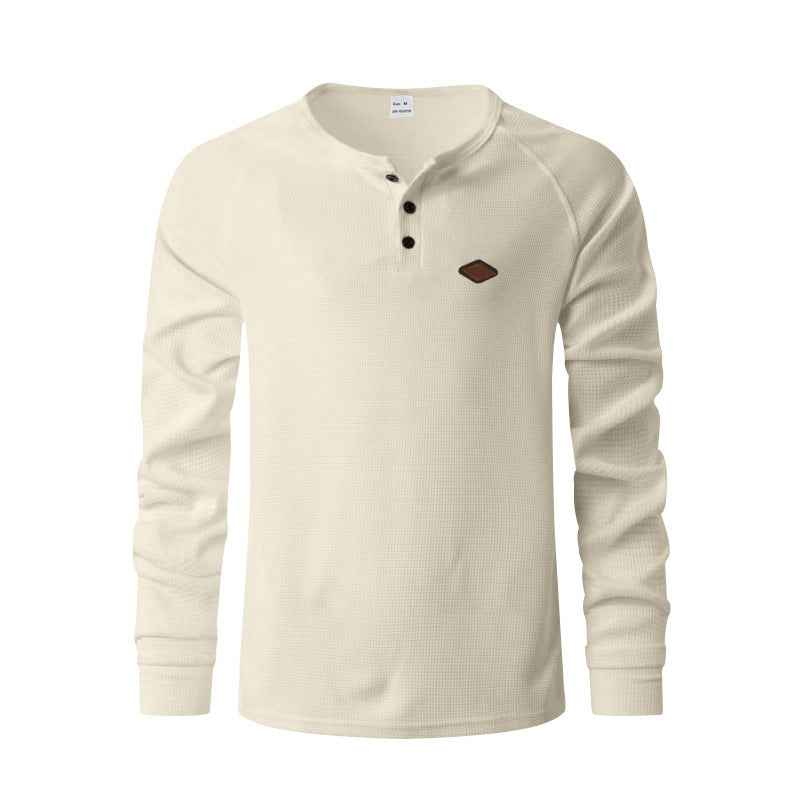 Men's Waffle Buckle Quick-Drying Raglan Henley Long Sleeve Shirt