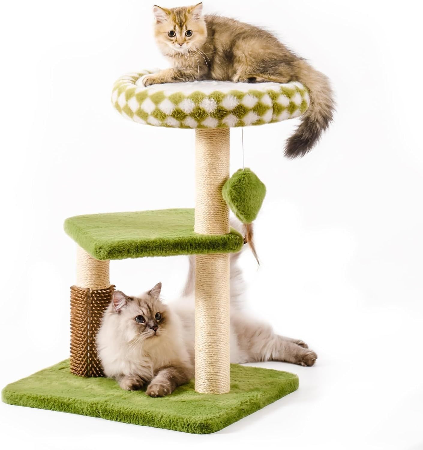 Mewoo Large Cat Tree Tower For Adult Cats - Multi-Level Scratching Post With Removable Perch & Interactive Toys, Indoor Cat Furniture For Kittens Green - DropOnline.co
