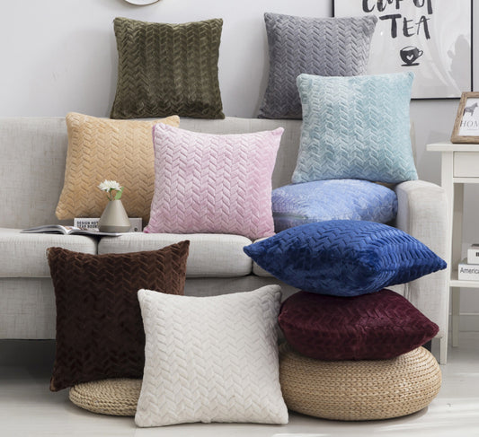 Flannel Leaf Flower Cushion Cover Sofa Cushion Fabric Sofa Hugging Pillow Cover - DropOnline.co