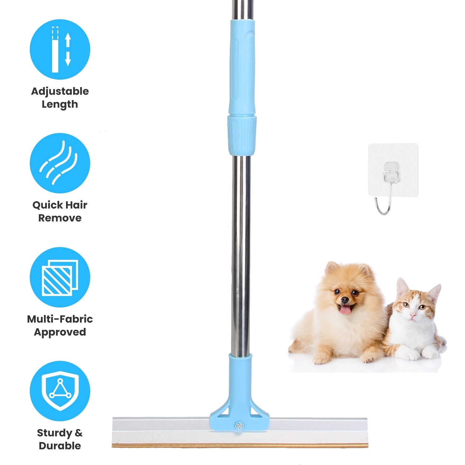 1Pc Pet Hair Removal Rake With 54.33in Adjustable Telescopic Rod Multi-Fabric Dog Cat Hair Scraper Lint Shaver For Carpet Rug Clothes Couch - DropOnline.co