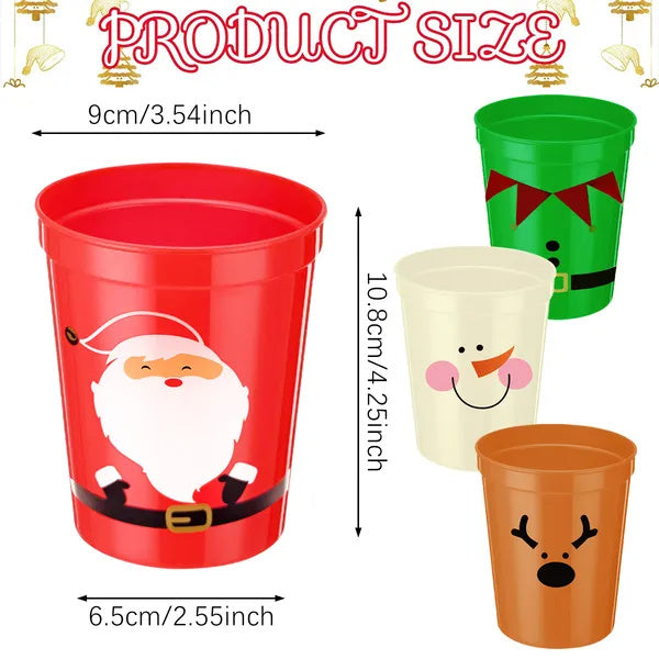 12 Pcs Christmas Drink Cups 4 Styles Patterns Santa Claus Snowman Elk Coffee Cup For Christmas New Year Holiday Party Favors Coffee Wine Cold Drinks Supplies - DropOnline.co