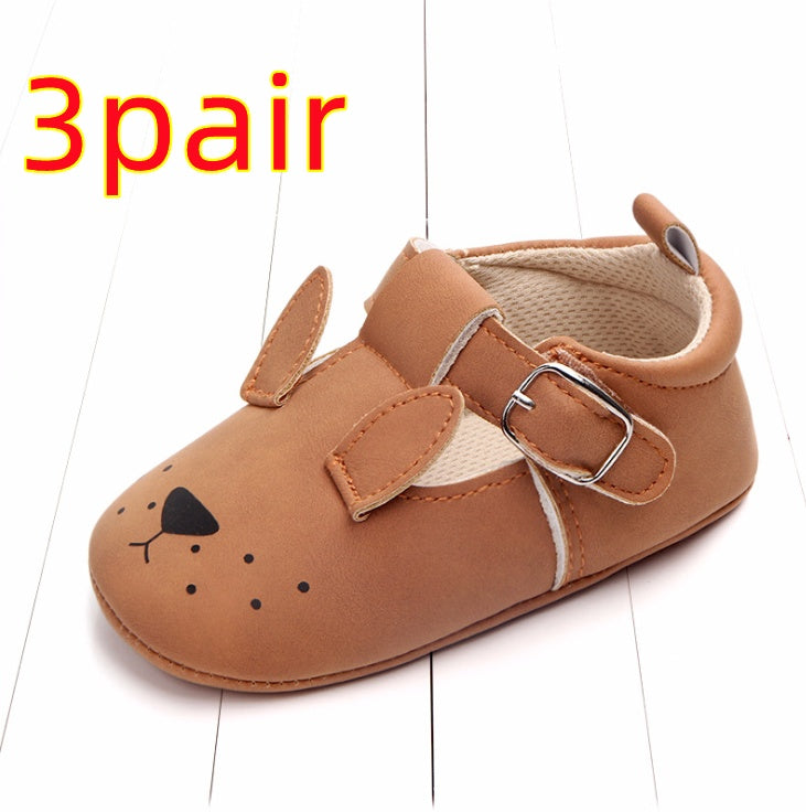 Cartoon Animal Baby Shoes - Soft Non-Slip Leather First Walking Shoes - DropOnline.co