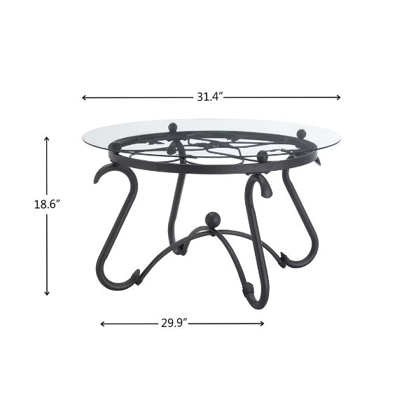 2 Piece Tempered Glass Finished Coffee Table Set With Decorative Coffee Table Round End Side Table - DropOnline.co