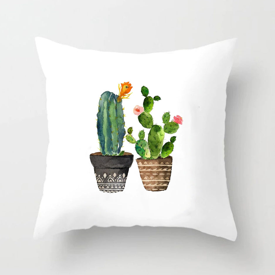 Soft Cactus Print Throw Pillow Cushion Cover - DropOnline.co