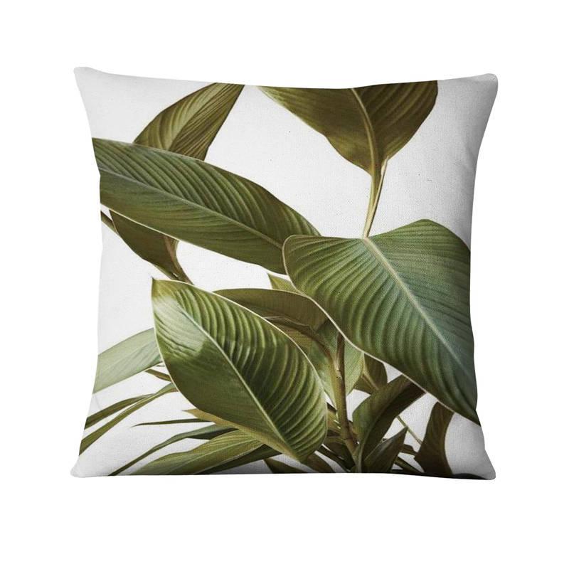 Floral Digital Print Pillowcase Green Plant Cushion Cover - DropOnline.co
