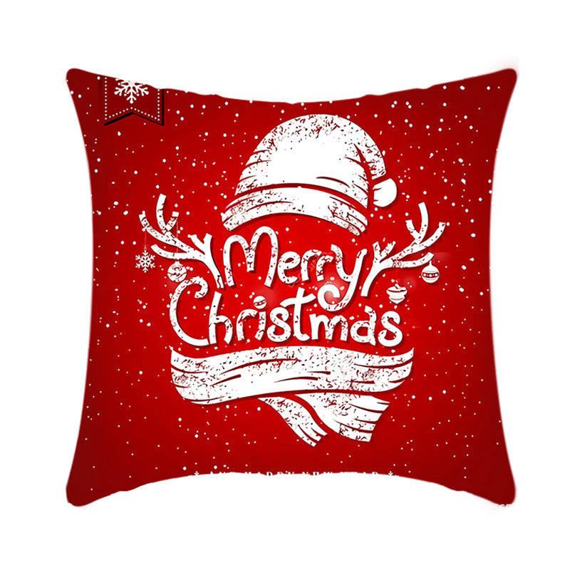 Merry Christmas Cushion Cover 45cm Elk Santa Claus Short Plush Sofa Pillow Cover Home Decor Pillowcase Christmas Decoration - DropOnline.co