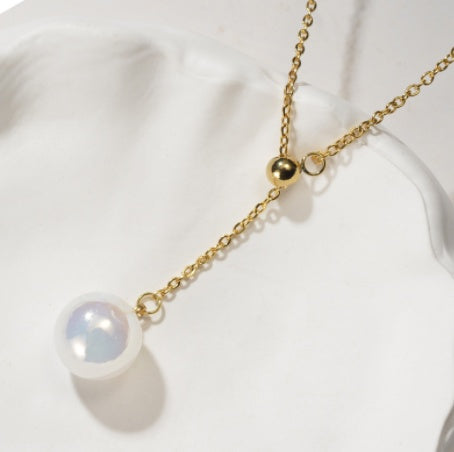 Ladies Adjustable Y-shaped Pearl Necklace - DropOnline.co