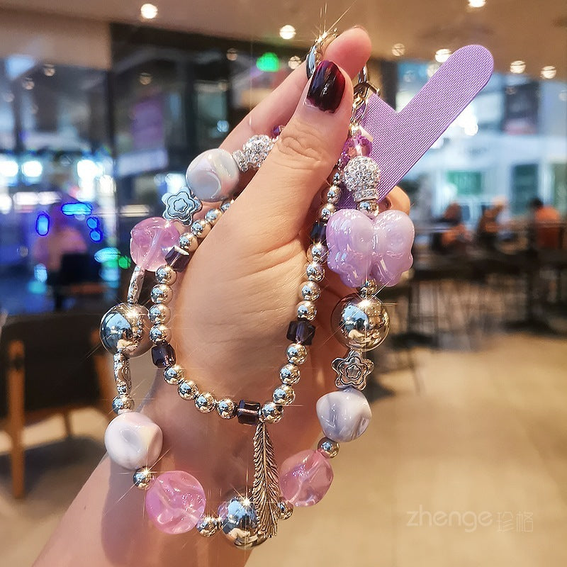 Women's Double Chain Feather Short Cellphone Chain - DropOnline.co