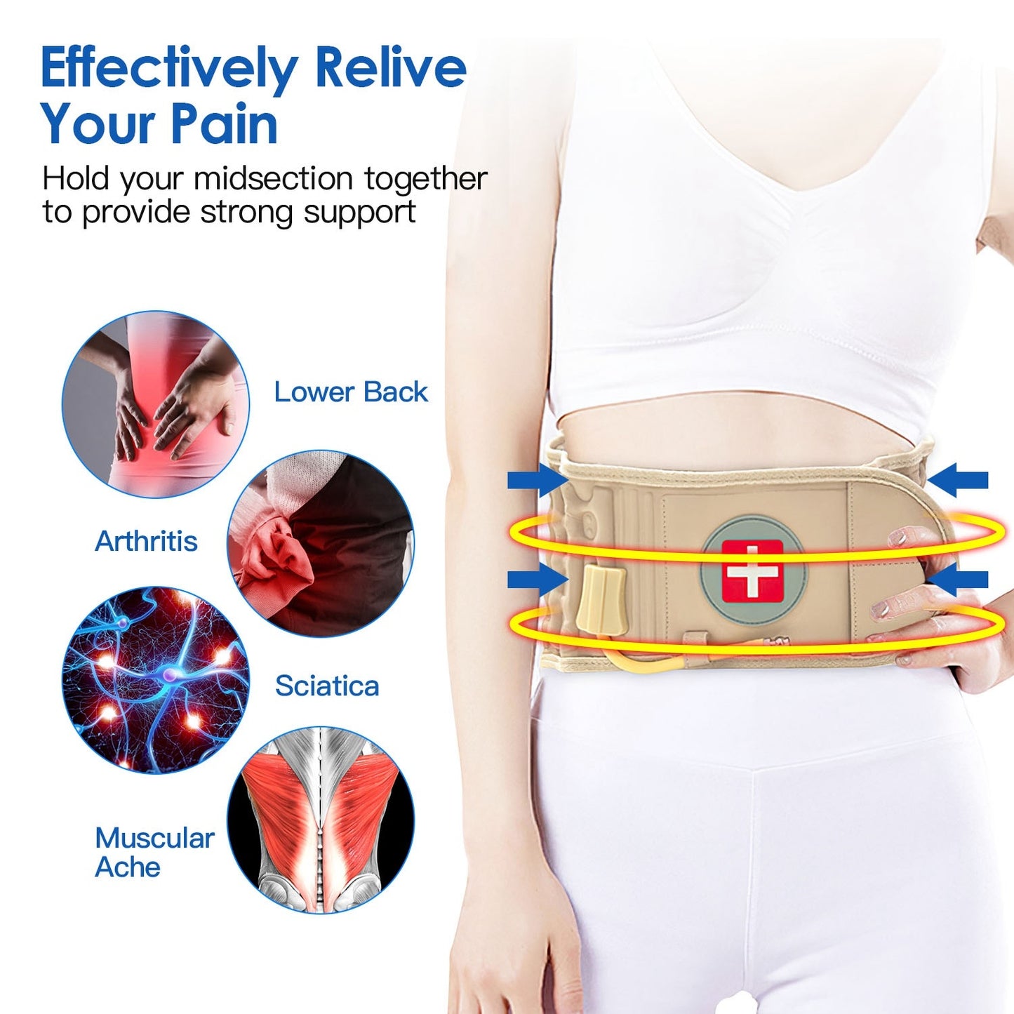 1Pc Decompression Back Belt Lumbar Spine Support Lower Back Air Traction Device With Extension Pad For Men Women Pain Relief Fit For All Waist - DropOnline.co