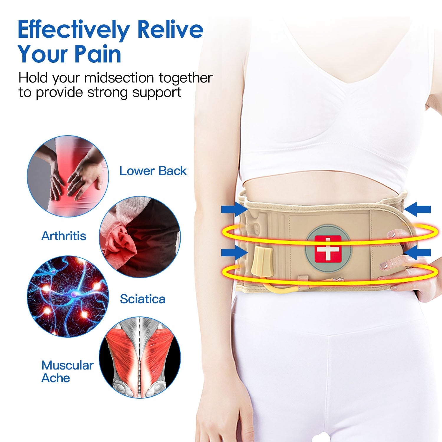 1Pc Decompression Back Belt Lumbar Spine Support Lower Back Air Traction Device With Extension Pad For Men Women Pain Relief Fit For All Waist - DropOnline.co