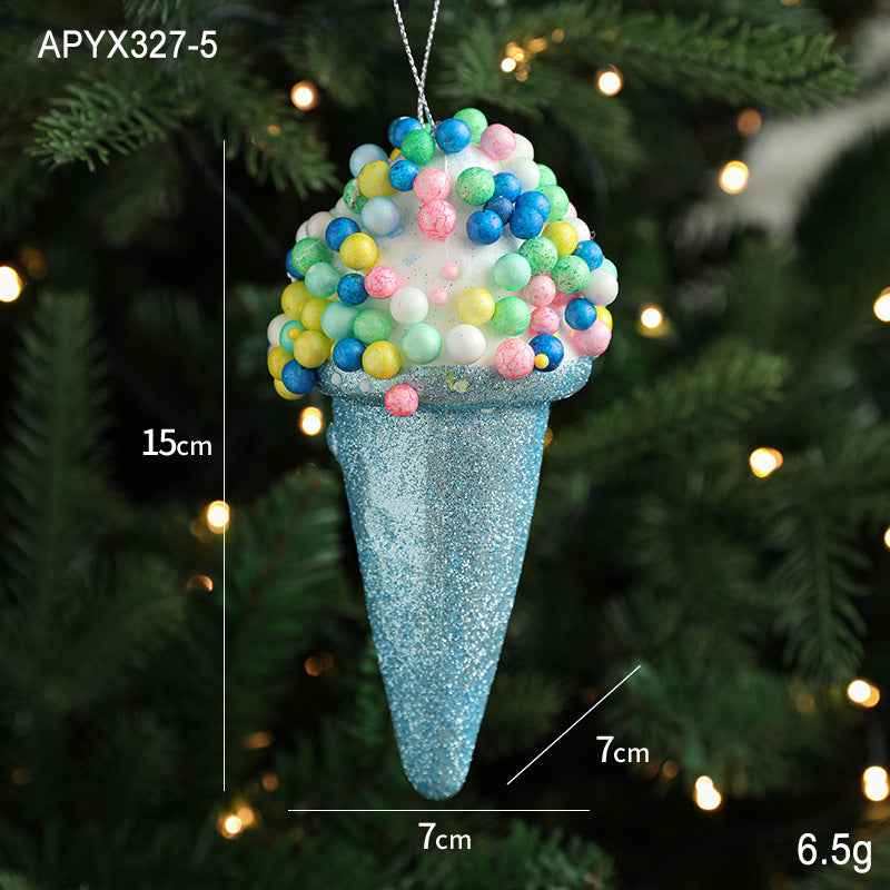 Creative Foam Ice Cream & Mushroom Christmas Tree Ornaments - Pastoral Style Pendants - DropOnline.co