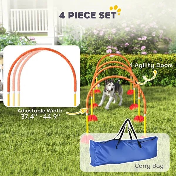 4 Piece Dog Agility Course Backyard Set , Carry Bag - DropOnline.co