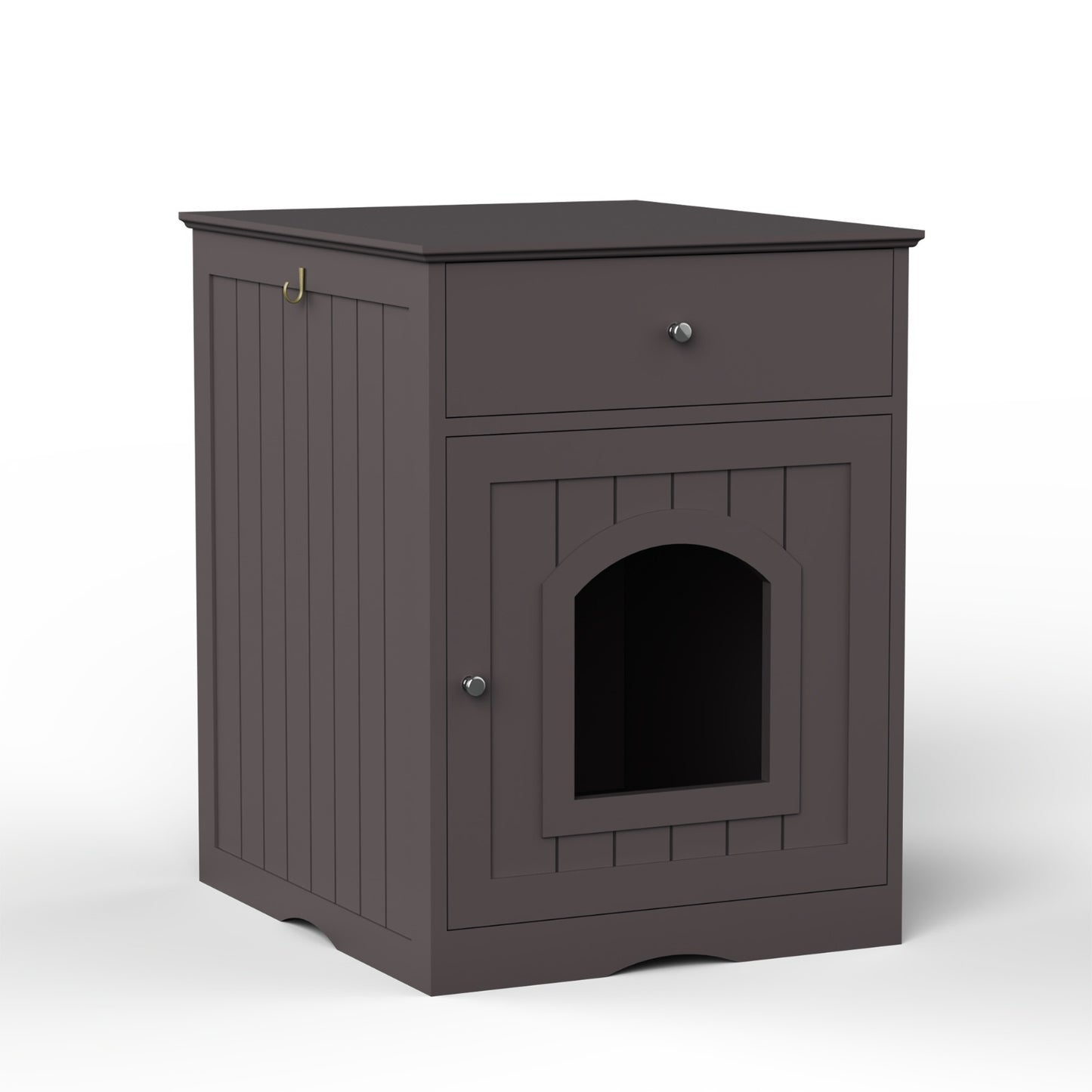Wooden Pet House Cat Litter Box Enclosure With Drawer & Side Table - DropOnline.co
