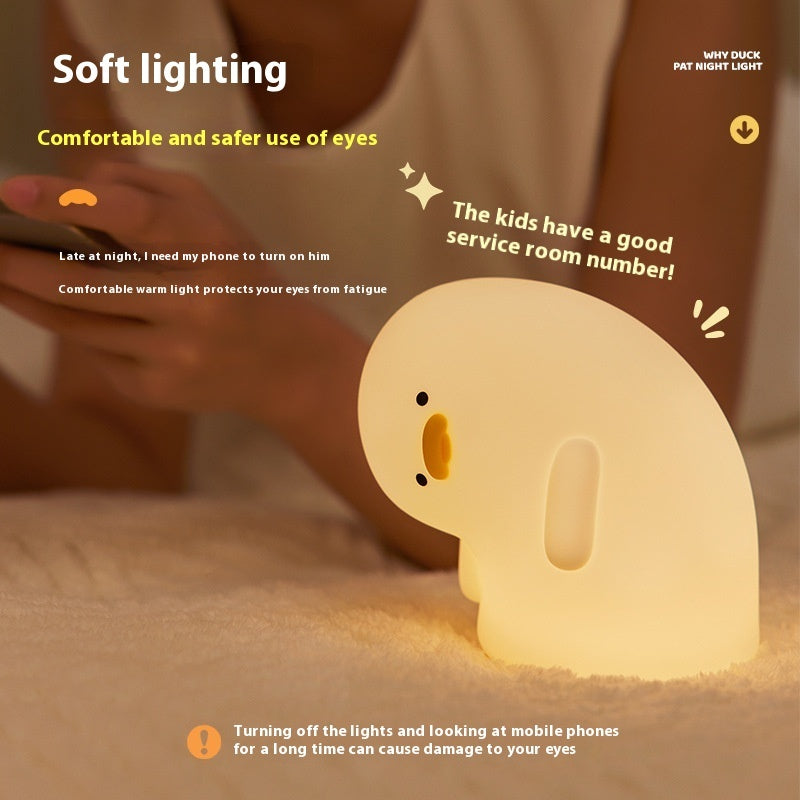 Cute Duck LED Night Light - USB Rechargeable Silicone Lamp Touch Soft Mood Light for Children - DropOnline.co